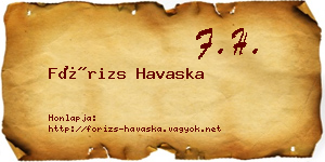 Fórizs Havaska névjegykártya